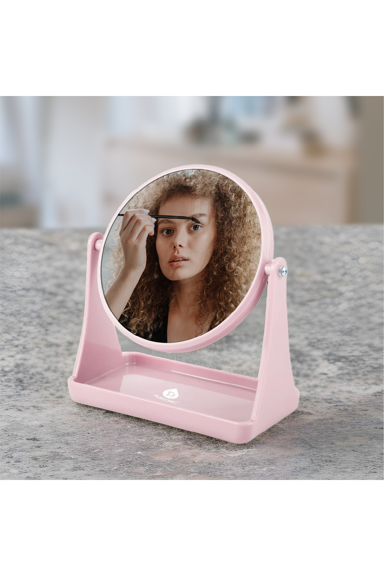Dual Side Mirror With Organizer Tray, Alternate, color, Pink
