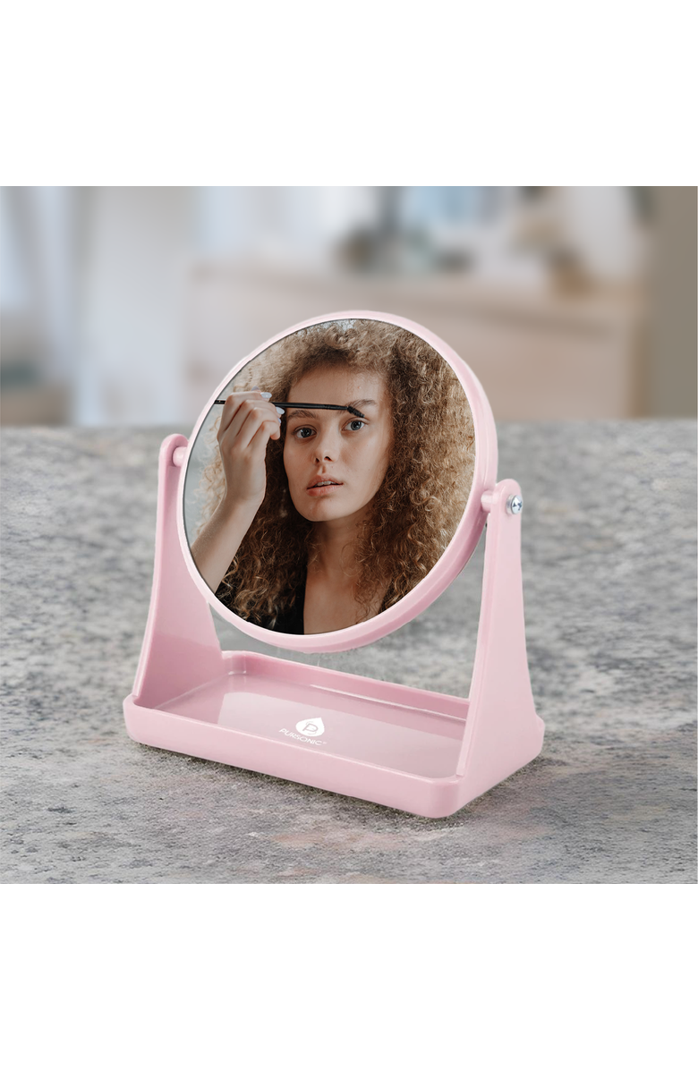 PURSONIC Dual Side Mirror With Organizer Tray, Alternate, color, Pink