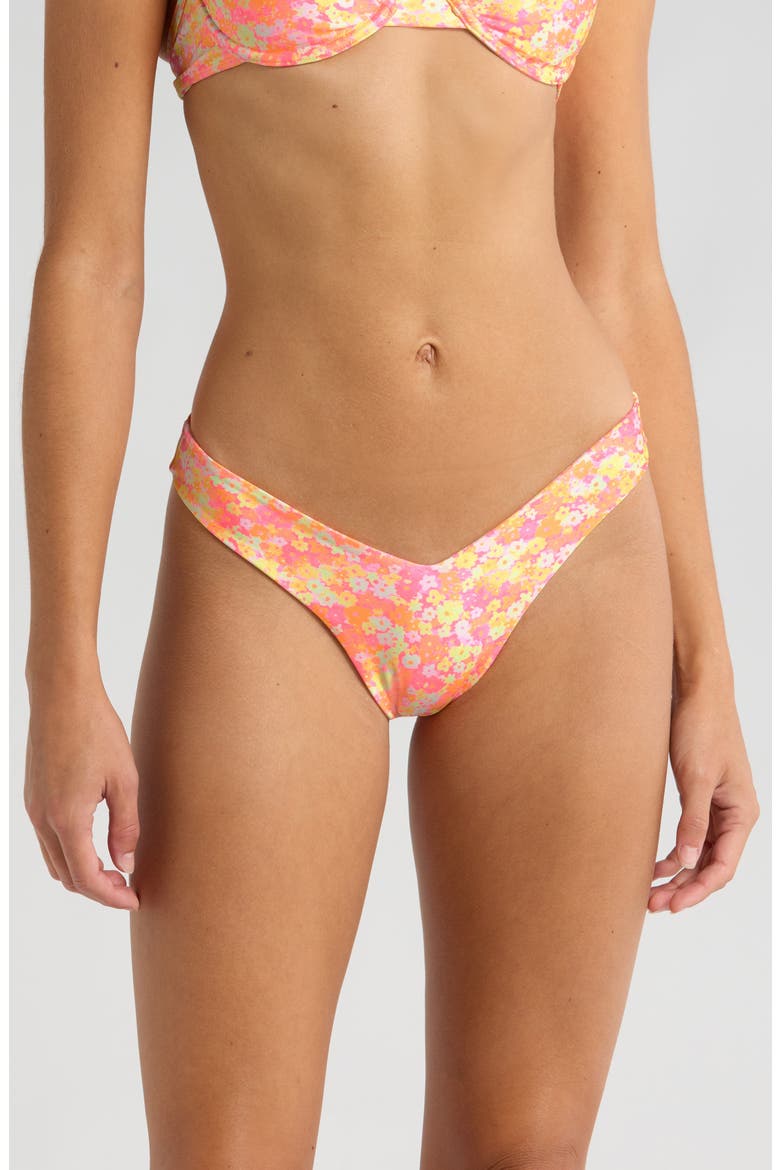 Retro Y Thong Bikini Bottoms, Main, color, MIMOSA MEADOWS