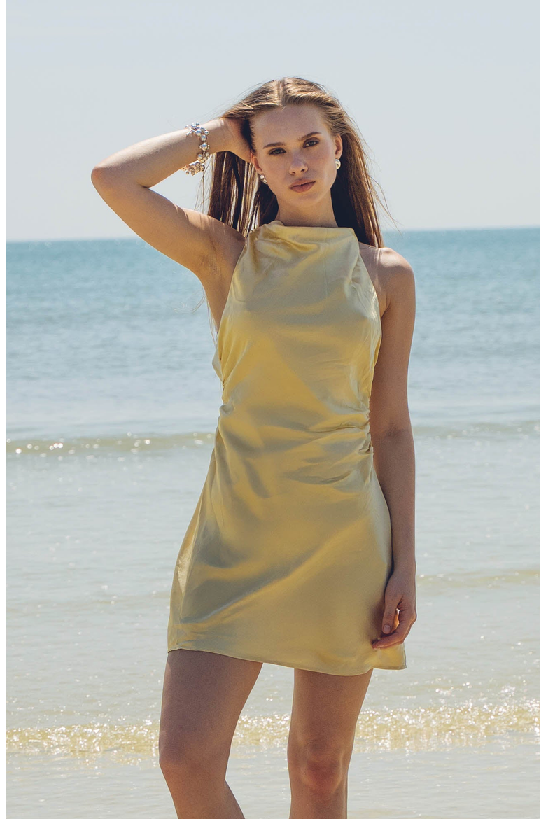 Harper Silk Mini Dress, Alternate, color, Butter Yellow