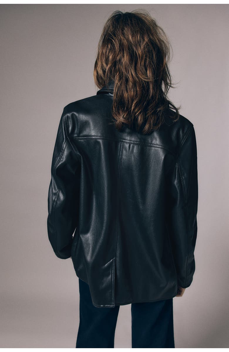 H&M Coated car coat, Alternate, color, Black