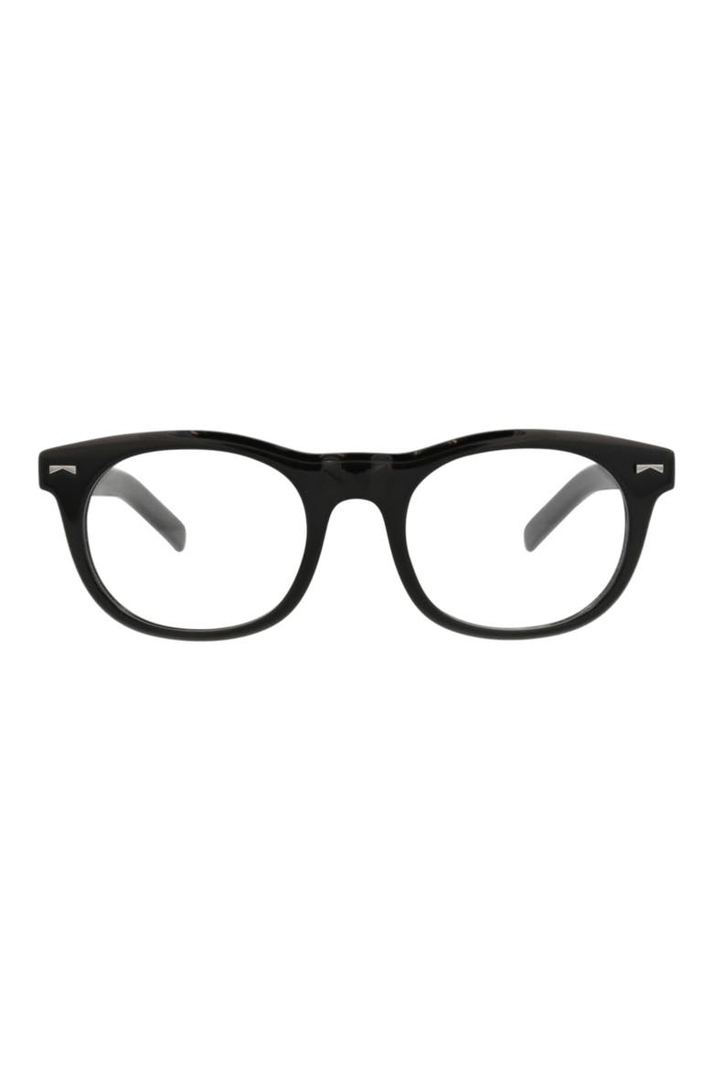 52mm Round Optical Glasses, Main, color, BLACK BLACK TRANSPARENT