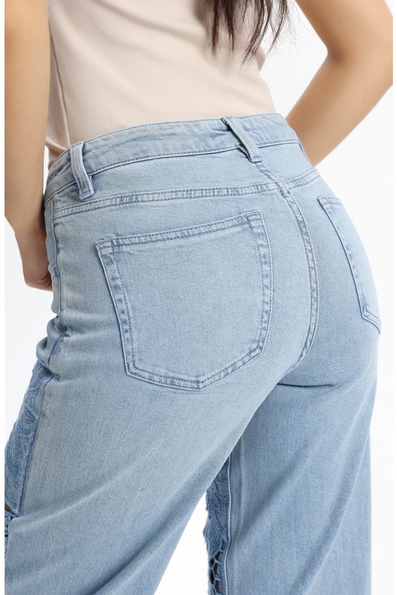 Embroidered Straight Leg Jeans, Alternate, color, LIGHT BLUE