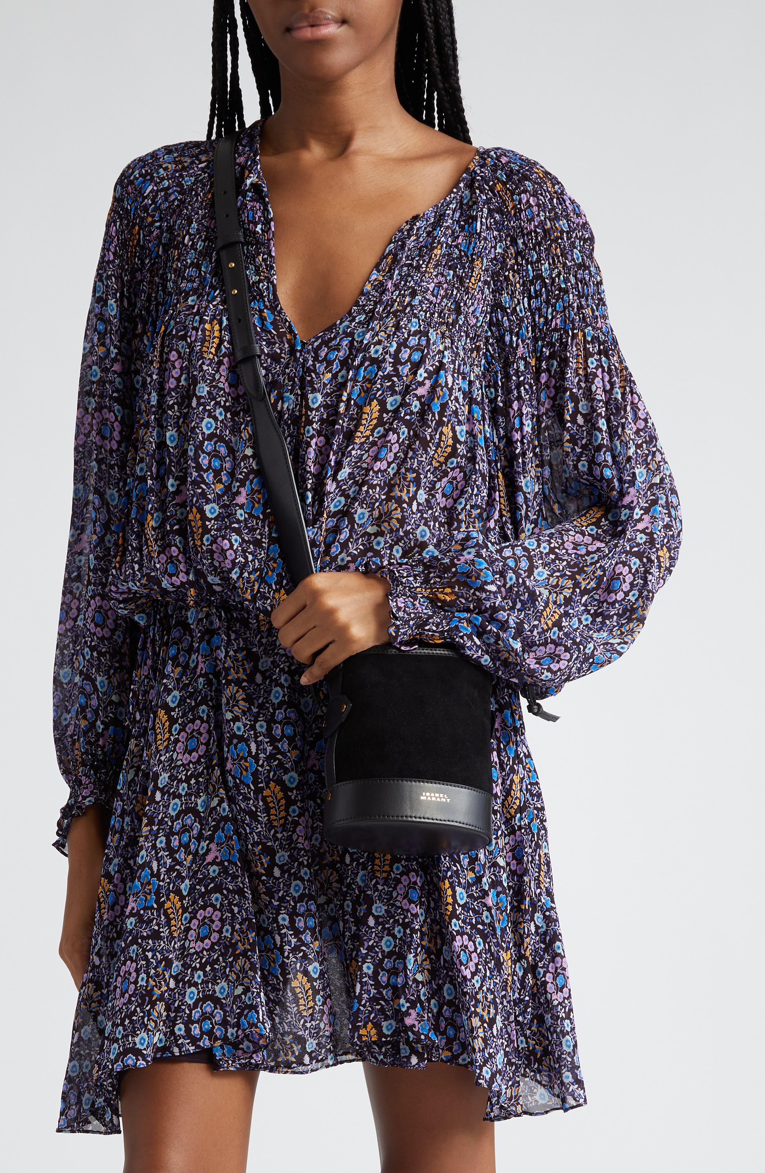 Isabel Marant Small Samara Suede Bucket Bag, Alternate, color, 