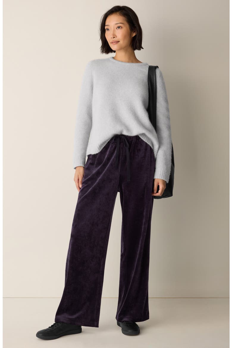 Wide Leg Organic Cotton Blend Velour Pants, Alternate, color, AUBERGINE