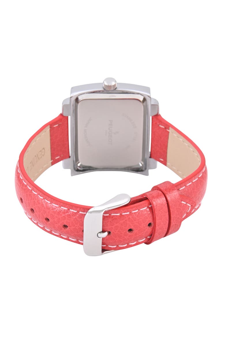 Rectangular Easy Read Leather Watch - 28x35MM, Alternate, color, Red