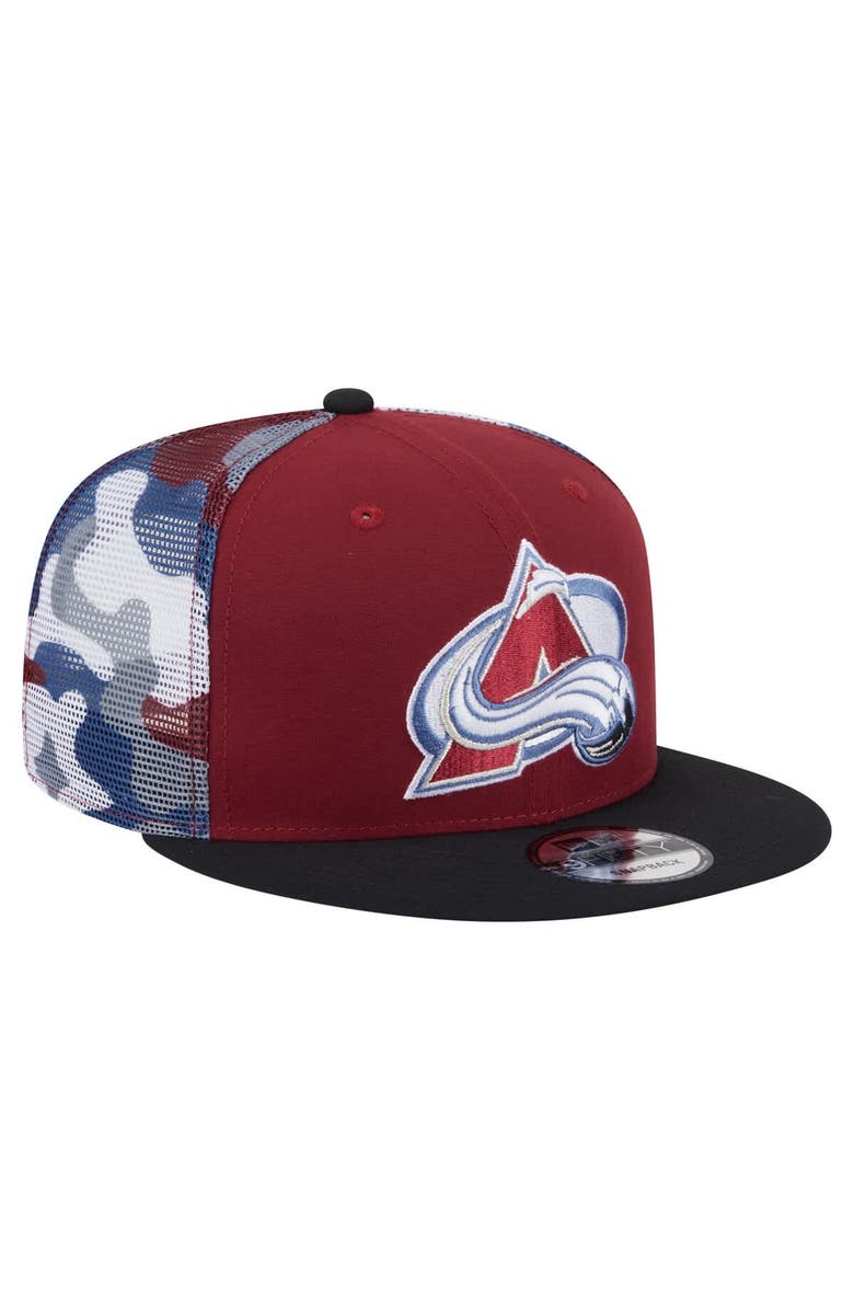 New Era Men's New Era Burgundy/Black Colorado Avalanche Camo Meshback 9FIFTY Snapback Hat, Alternate, color, 