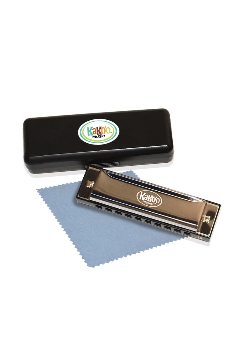 KaKo'o Music Classic 4 Inch Metal Harmonica With Storage Case, Main, color, Multicolored