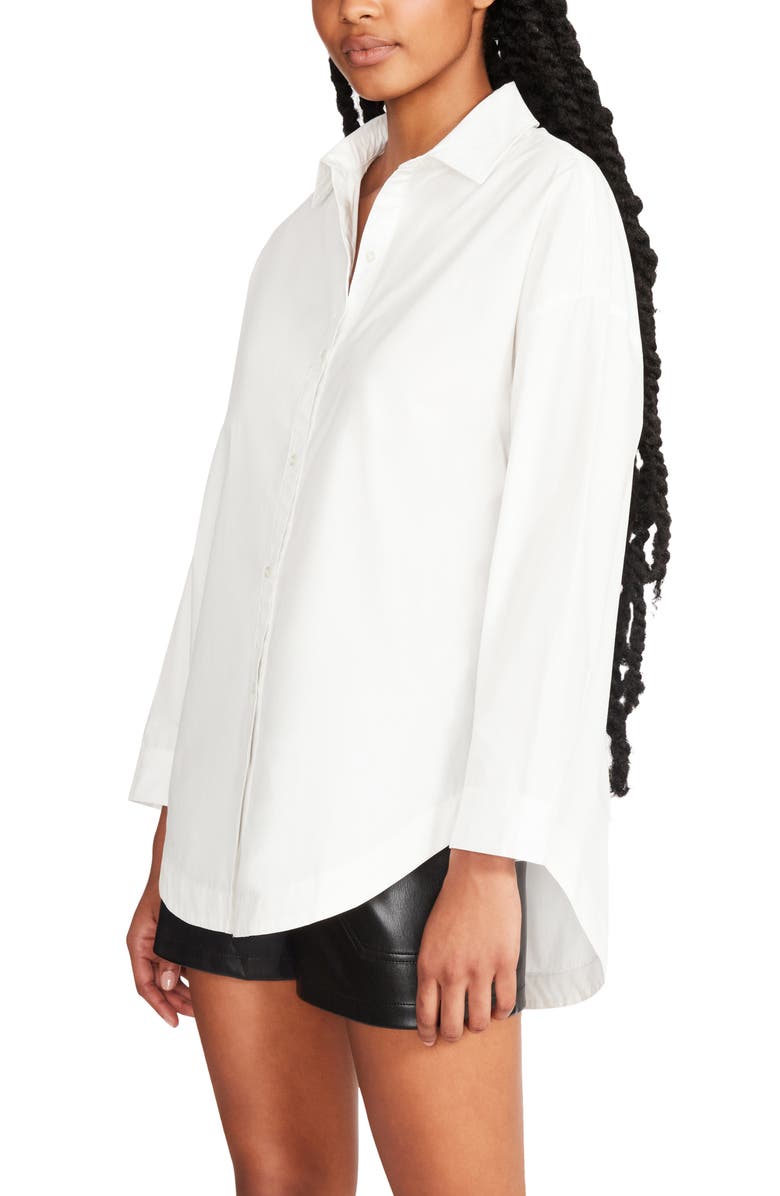 Steve Madden Poppy Oversize Cotton Button-Up Shirt, Alternate, color, 