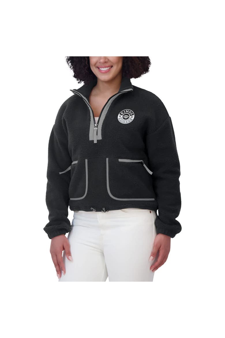 Women's WEAR by Erin Andrews  Black Los Angeles Kings Polar Fleece Half-Zip Jacket, Alternate, color, Black