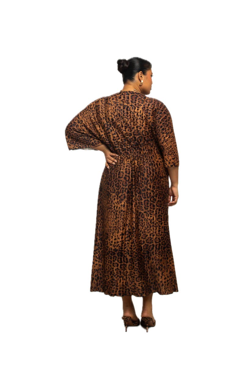 FASHION-SZN CURVE Plus Size Leopard Print Midi Dress, Alternate, color, Brown