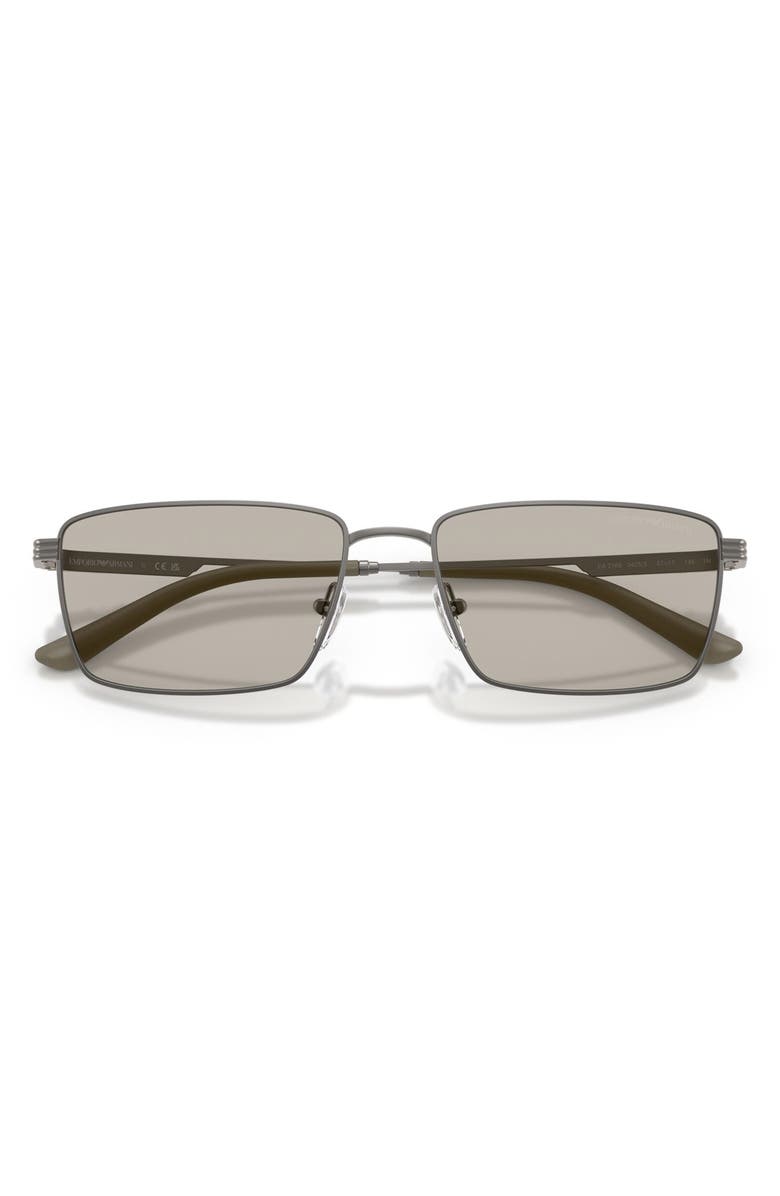 Emporio Armani 57mm Rectangular Sunglasses, Alternate, color, Matte Grey / Light Brown