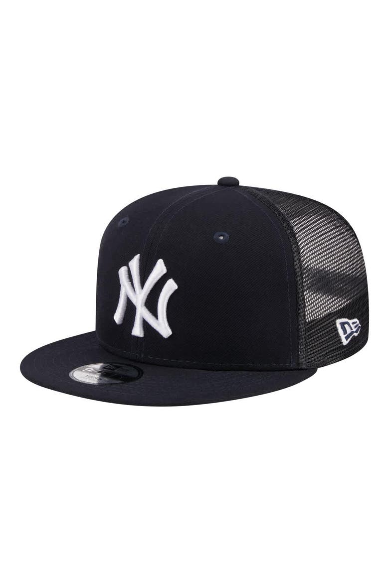 Youth New Era  Navy New York Yankees 9FIFTY Trucker Snapback Hat, Main, color, Navy