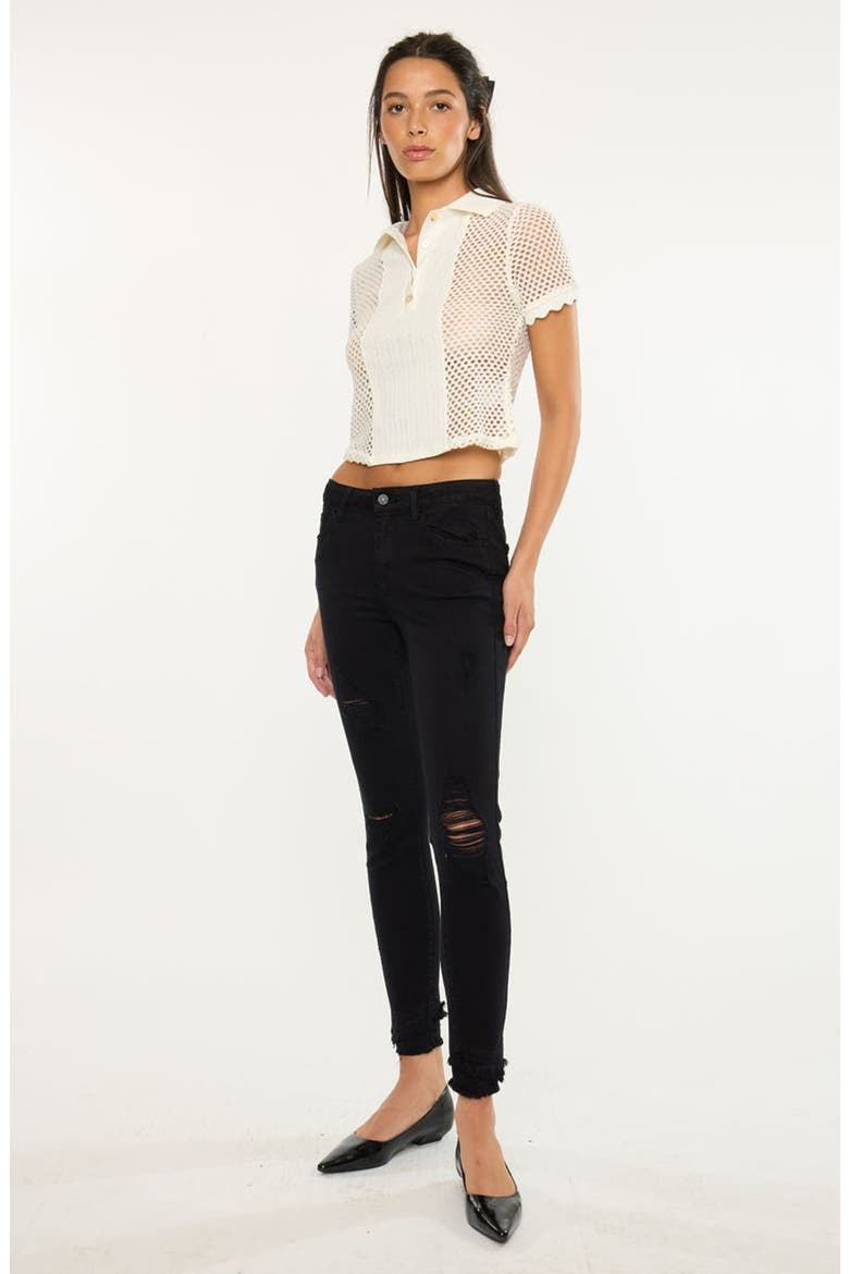 Lana Mid Rise Ankle Skinny Stretch Jeans, Alternate, color, Black