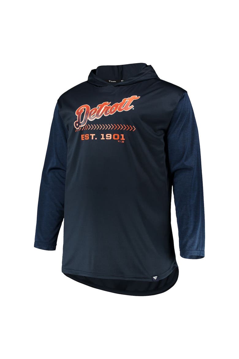 Men's Navy/Heathered Navy Detroit Tigers Big & Tall Wordmark Club Pullover Hoodie, Alternate, color, Navy