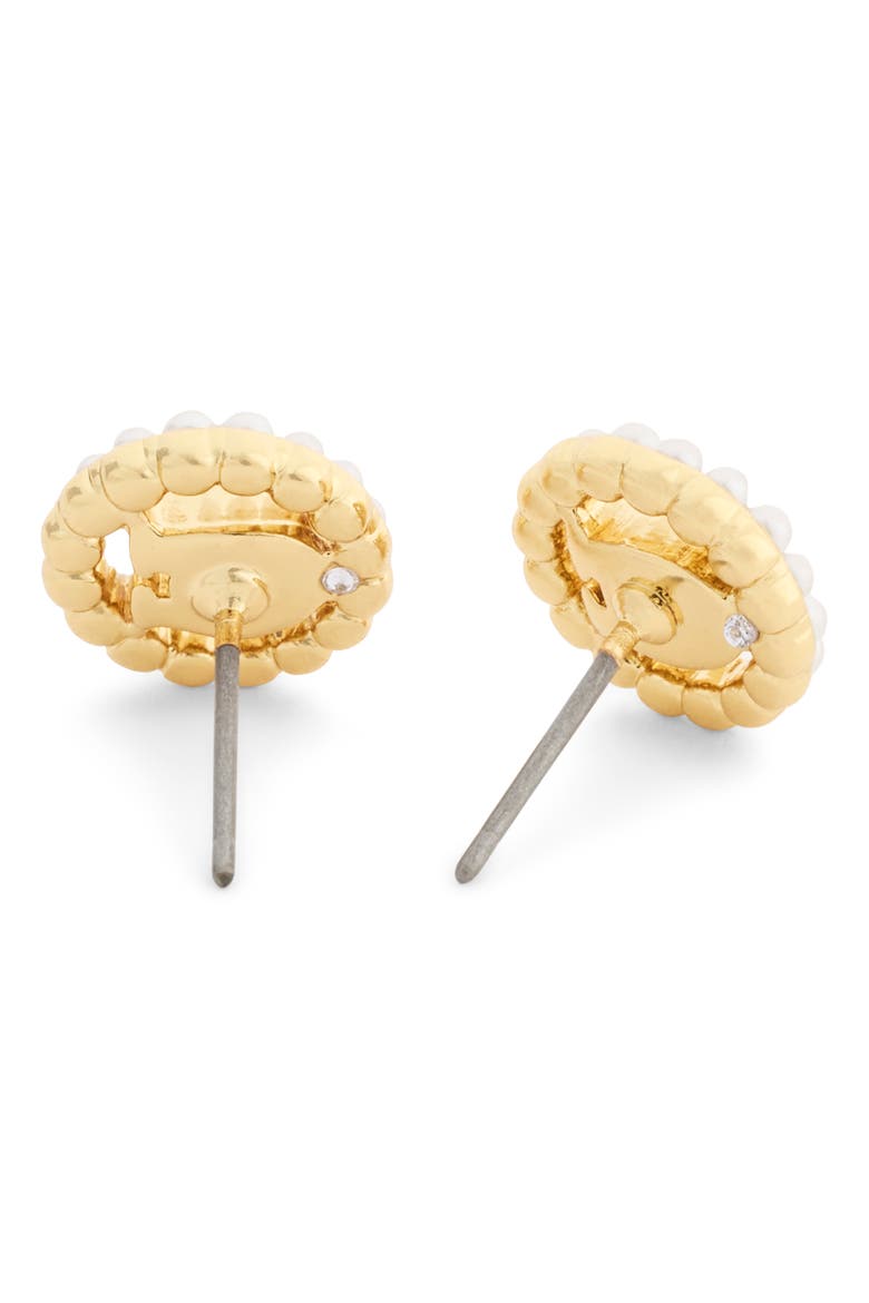 Faux Pearl Logo Stud Earrings, Alternate, color, PEARL/ GOLD
