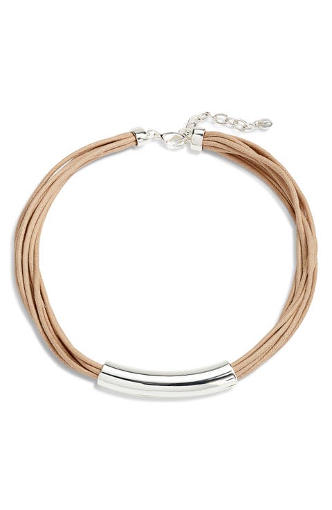 Tube Pendant Multistrand Cord Necklace