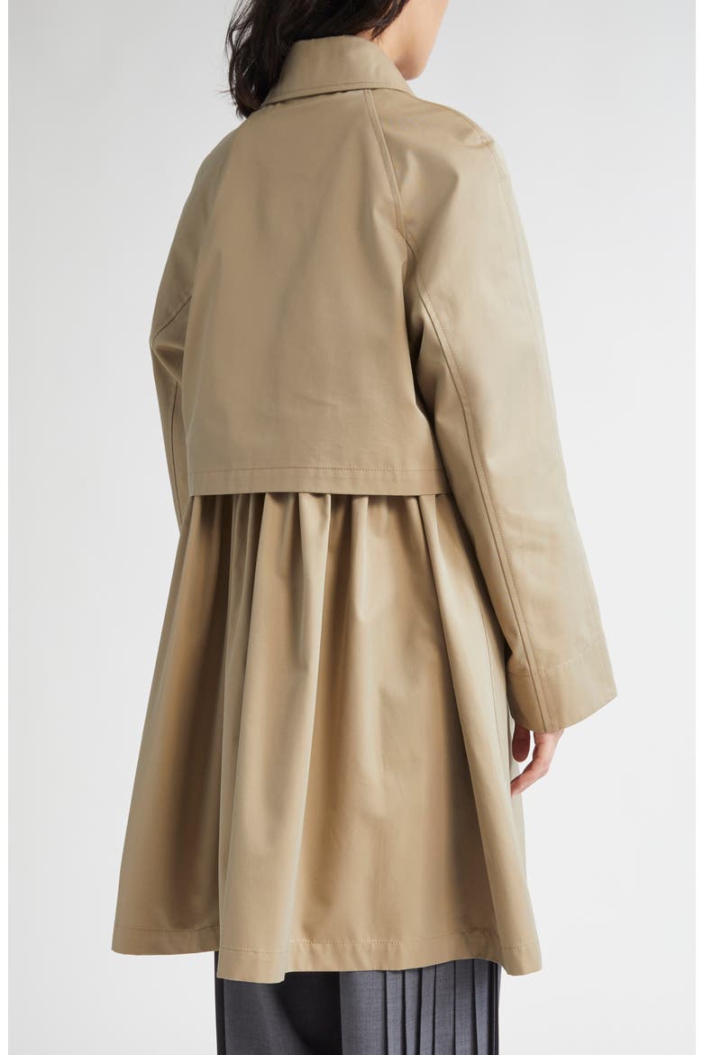 Gathered Cotton Coat, Alternate, color, BEIGE