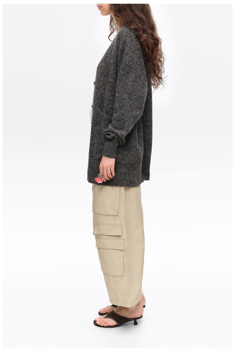 Long Alpaca Blend Cardigan, Alternate, color, DARK GREY MELANGE