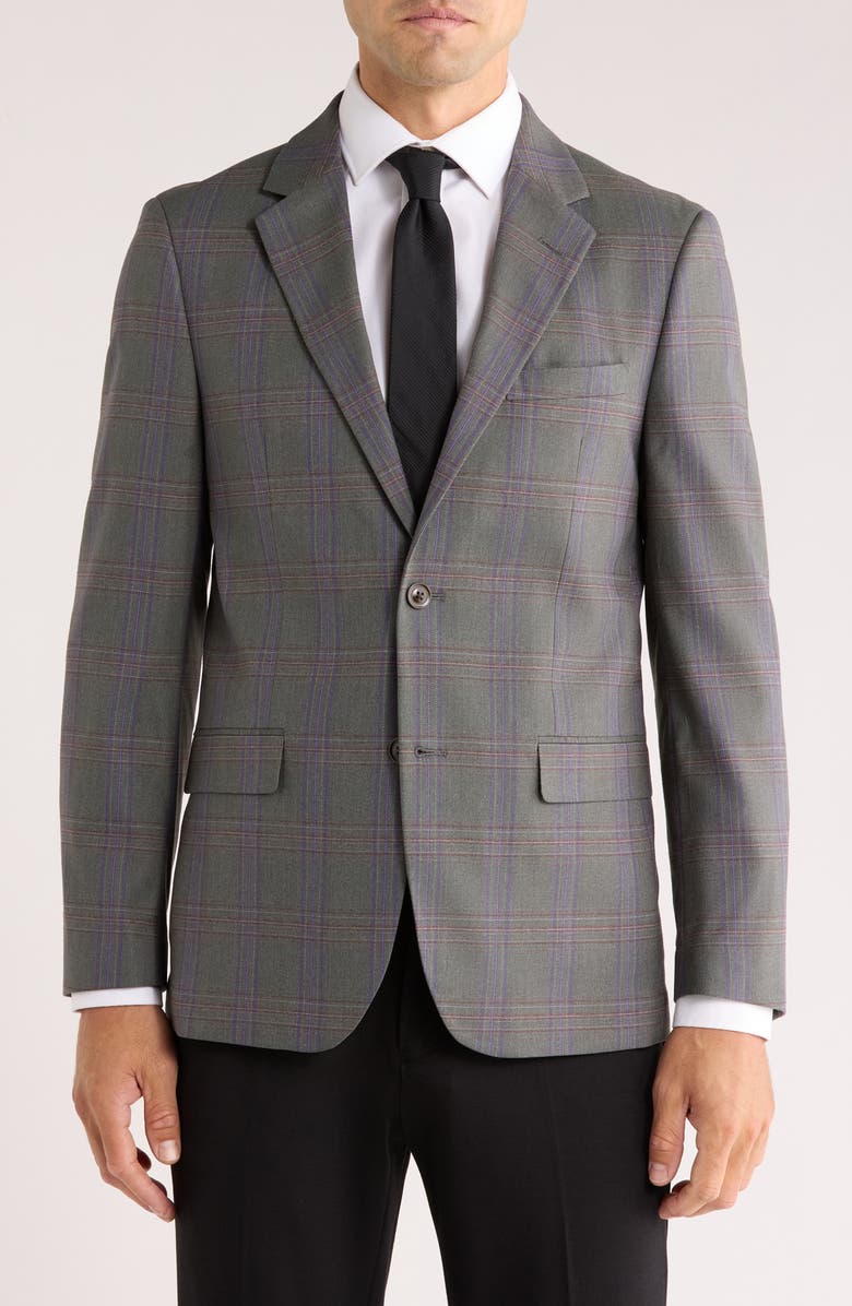 Vince Camuto Fancy Plaid Sport Coat, Main, color, Olive Plaid