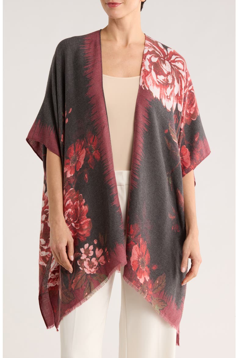 Tapestry Rose Ruana, Main, color, BLACK RED
