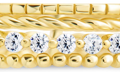 Sterling Forever Cassidy Cubic Zirconia Stack Ring In Gold