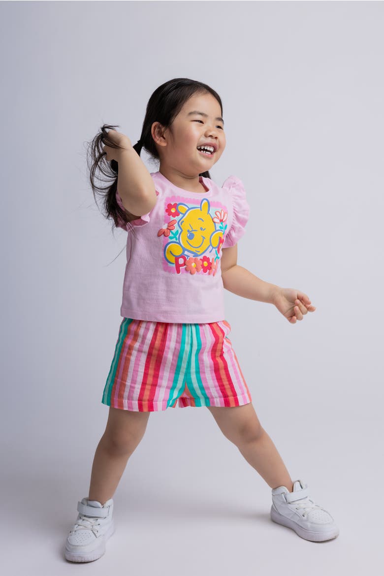 Winnie the Pooh 2-Piece Short Sleeve Tee and Gauze Shorts Set, Alternate, color, Pink Multi Pooh
