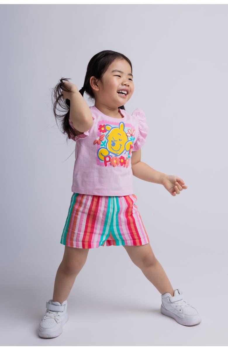 Disney Winnie the Pooh 2-Piece Short Sleeve Tee and Gauze Shorts Set, Alternate, color, Pink Multi Pooh