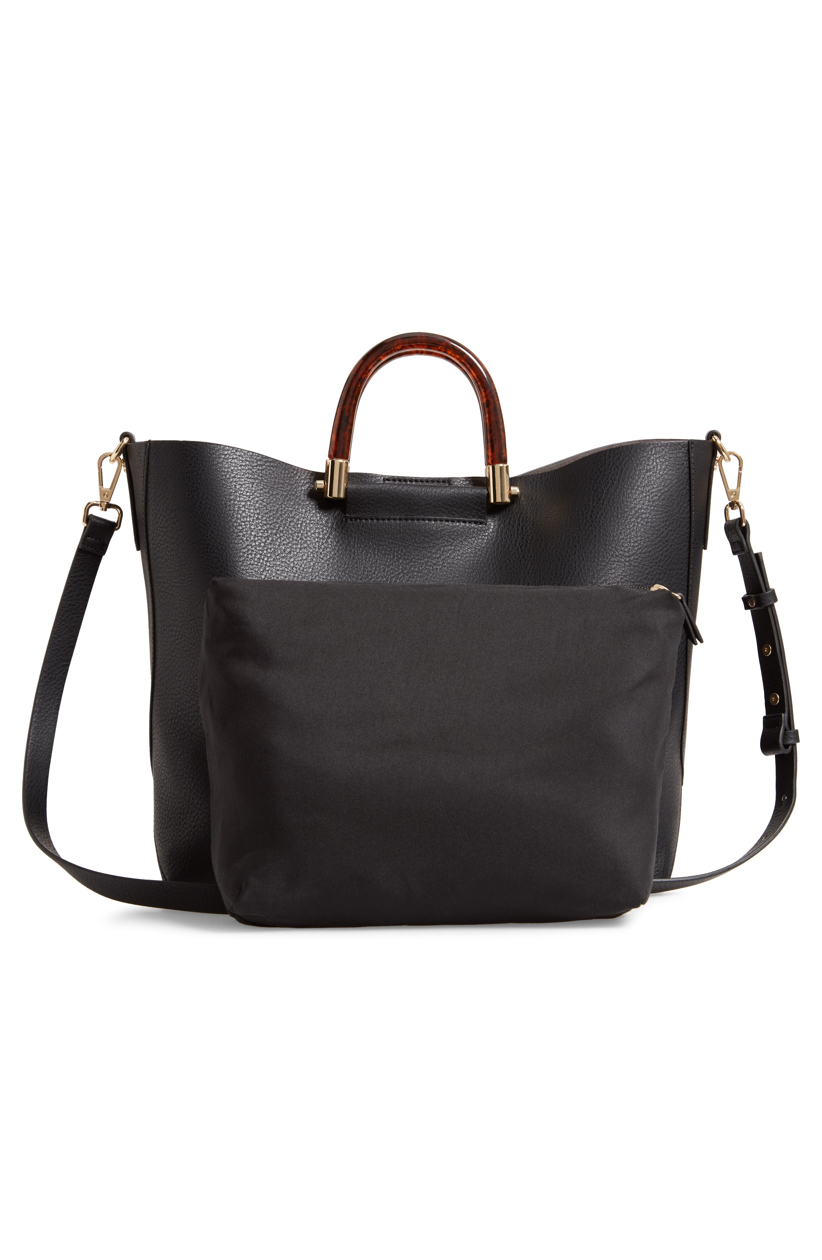 Topshop Sallie Tortoiseshell Handle Tote, Alternate, color, 