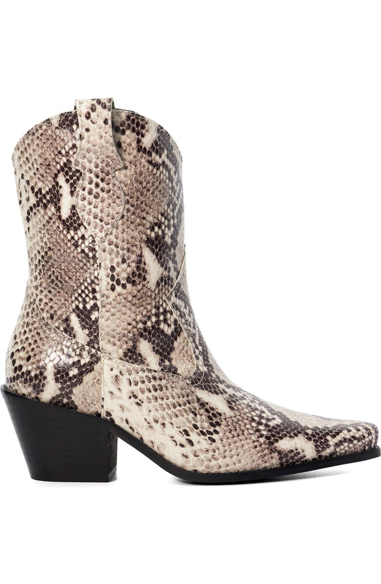 Dune London Pardner Snakeskin Embossed Western Boot, Alternate, color,