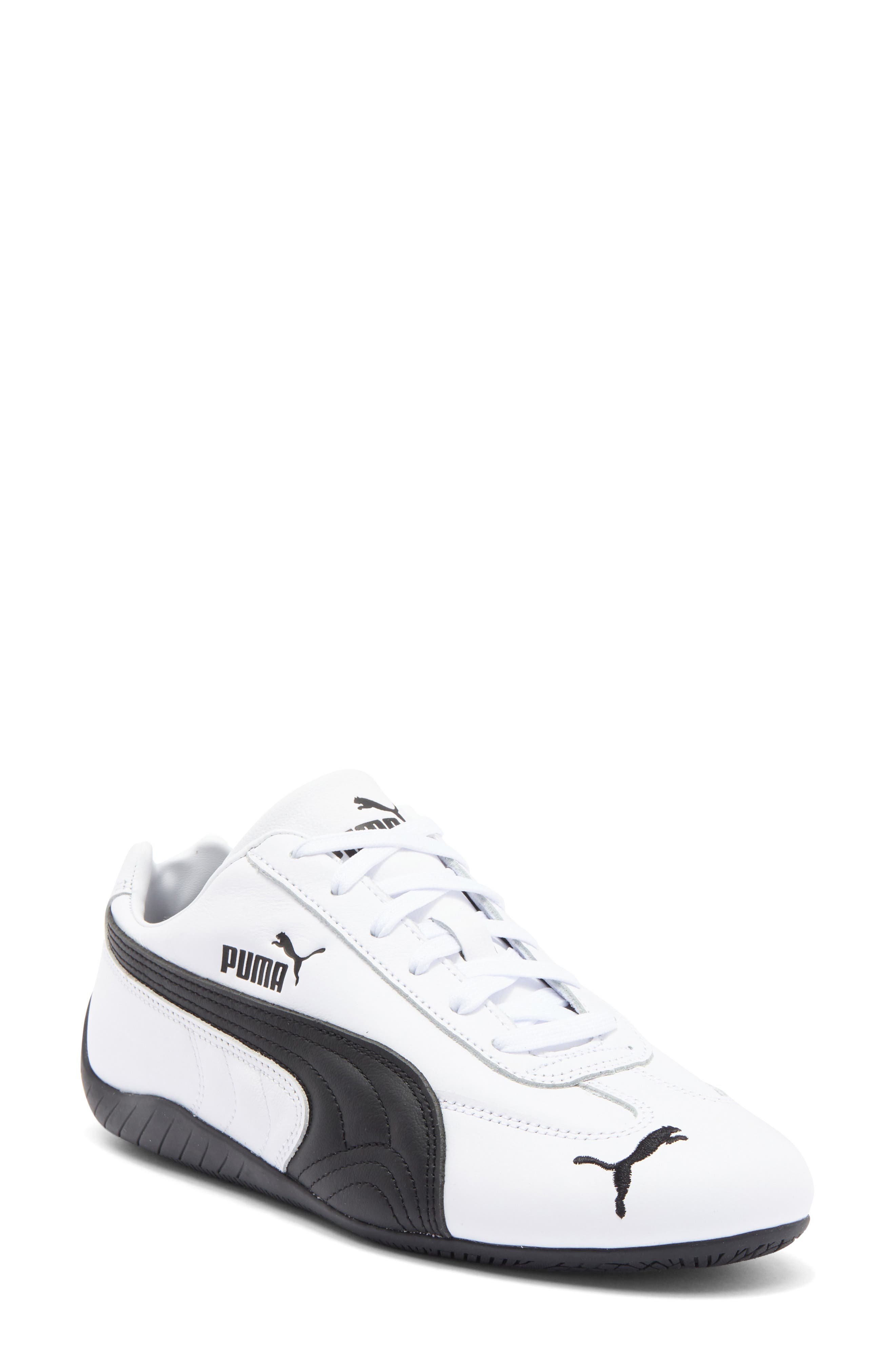 PUMA Speedcat Leather Sneaker, Main, color, Puma White-Puma Black