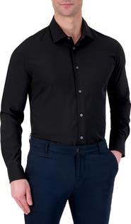 Report Collection 4X Stretch Slim Fit Solid Black Dress Shirt