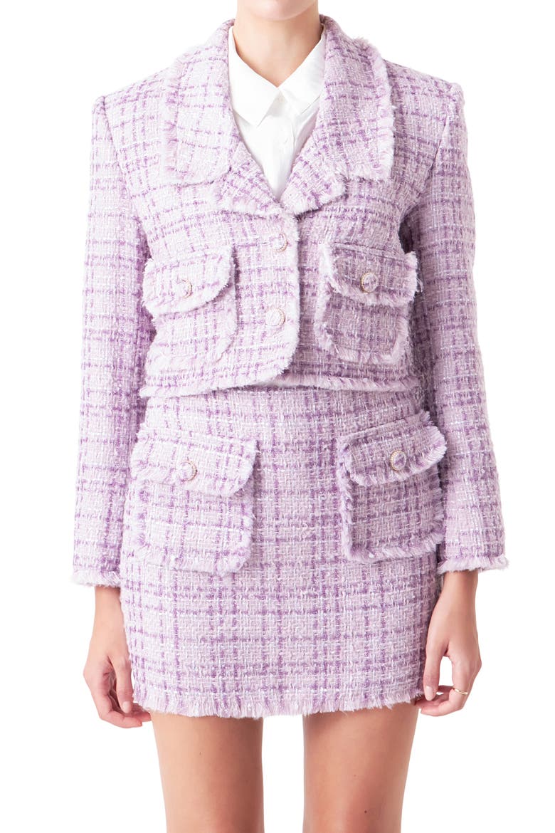 Tonal Bouclé Tweed Blazer, Alternate, color, PURPLE