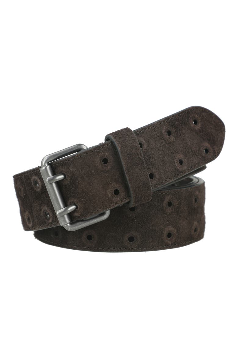 Suede Grommet Belt, Main, color, BITTER CHOCOLATE