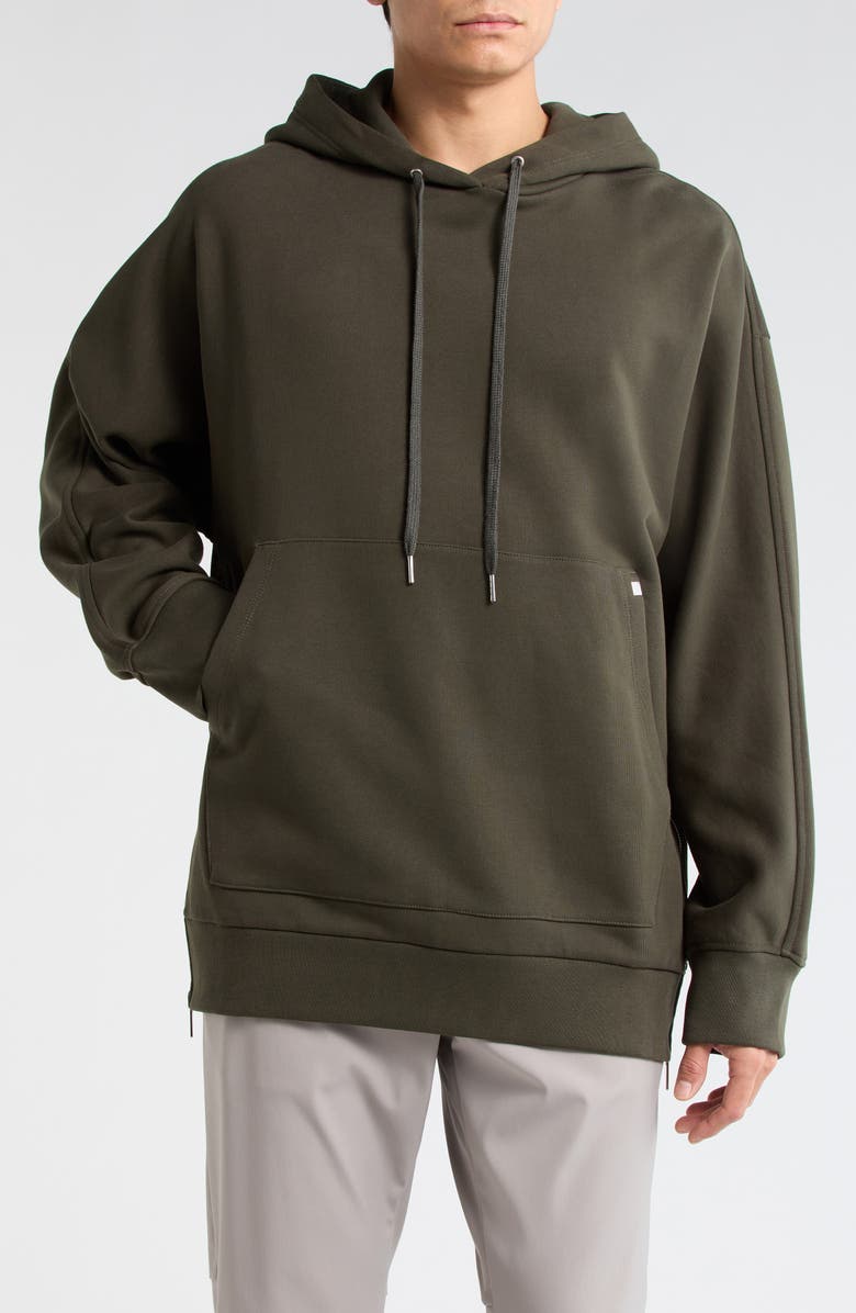 Helmut Lang Mega Zip Cotton Hoodie, Main, color, Seaweed