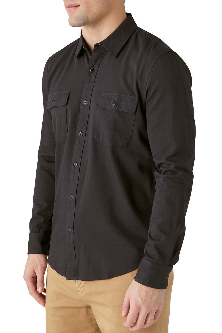 Lived-In Cotton Blend Button-Up Shirt, Alternate, color, PHANTOM