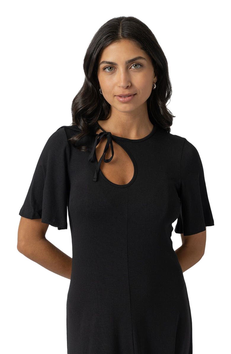 Saint + Sofia Freya Tie Dress, Alternate, color, Black