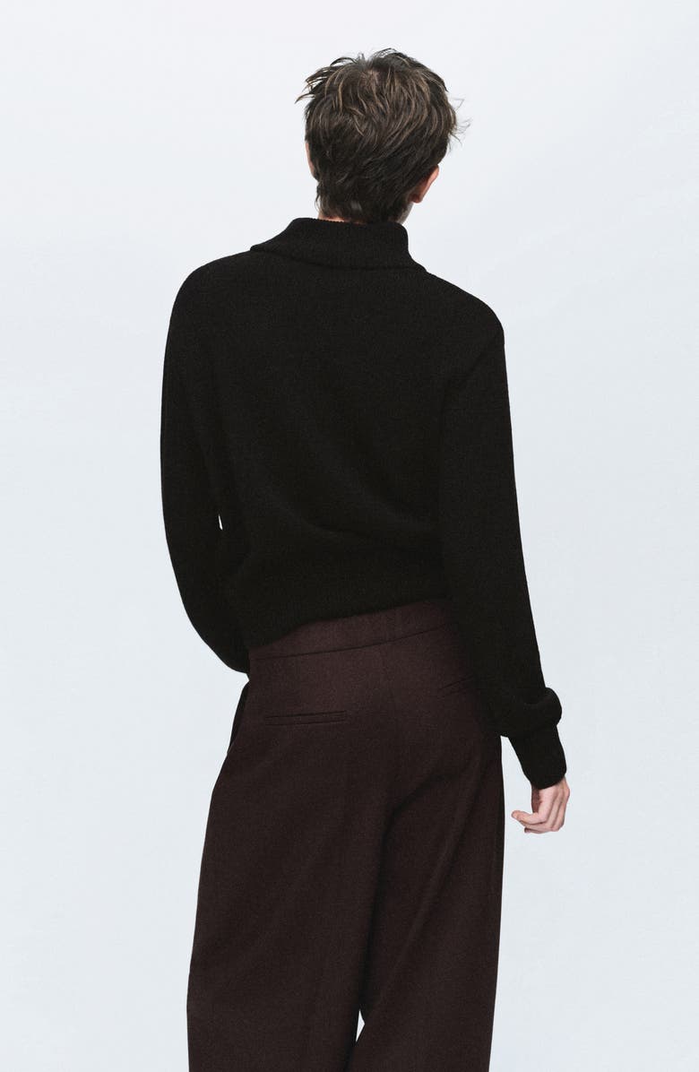 MANGO Perkins Half Placket Sweater, Alternate, color, Black