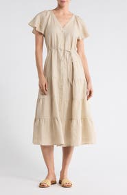 Tommy Bahama Coastalina Linen Tiered Shirtdress