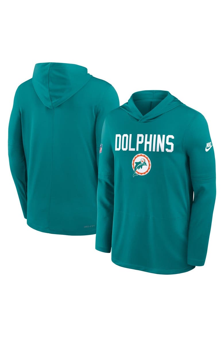 Men's Nike Aqua Miami Dolphins Alt Pack Pass Accuracy Performance Long Sleeve Hoodie T-Shirt, Alternate, color, Aqua