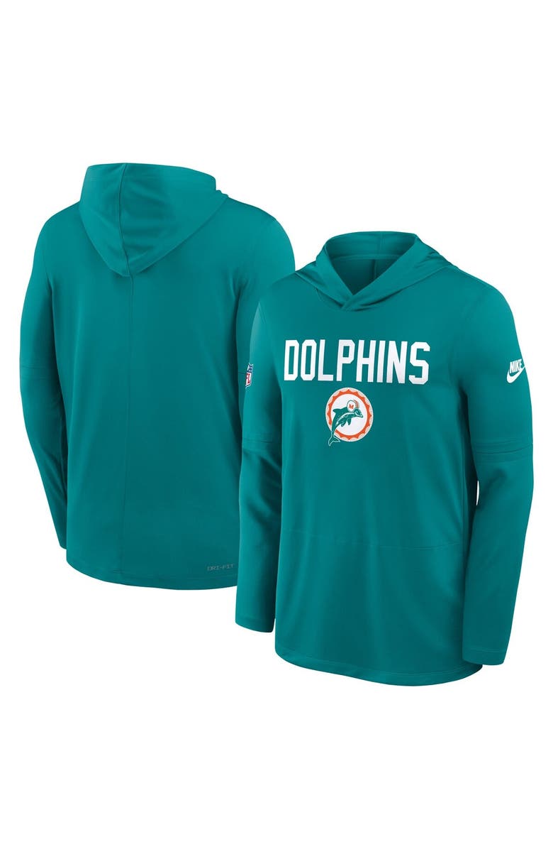Nike Men's Nike Aqua Miami Dolphins Alt Pack Pass Accuracy Performance Long Sleeve Hoodie T-Shirt, Alternate, color, Aqua