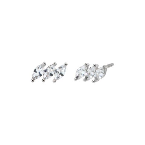 CZ Triple Pear Stud Earring