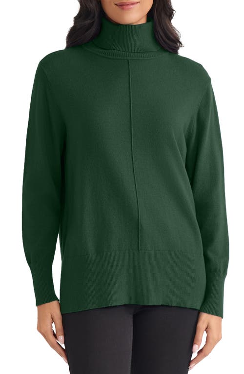 Jones New York Turtleneck Seam Front Bouclé Sweater In Green