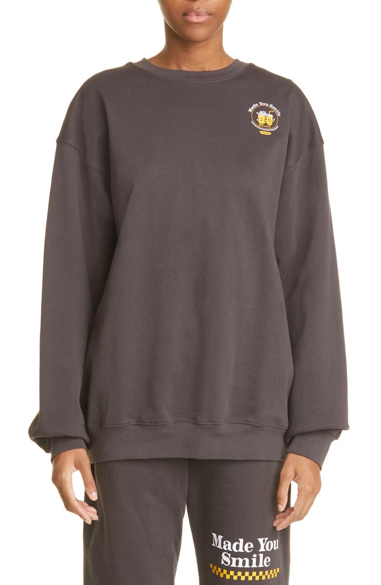 THE MAYFAIR GROUP Made You Smile Cotton Sweatshirt, Main, color, 
