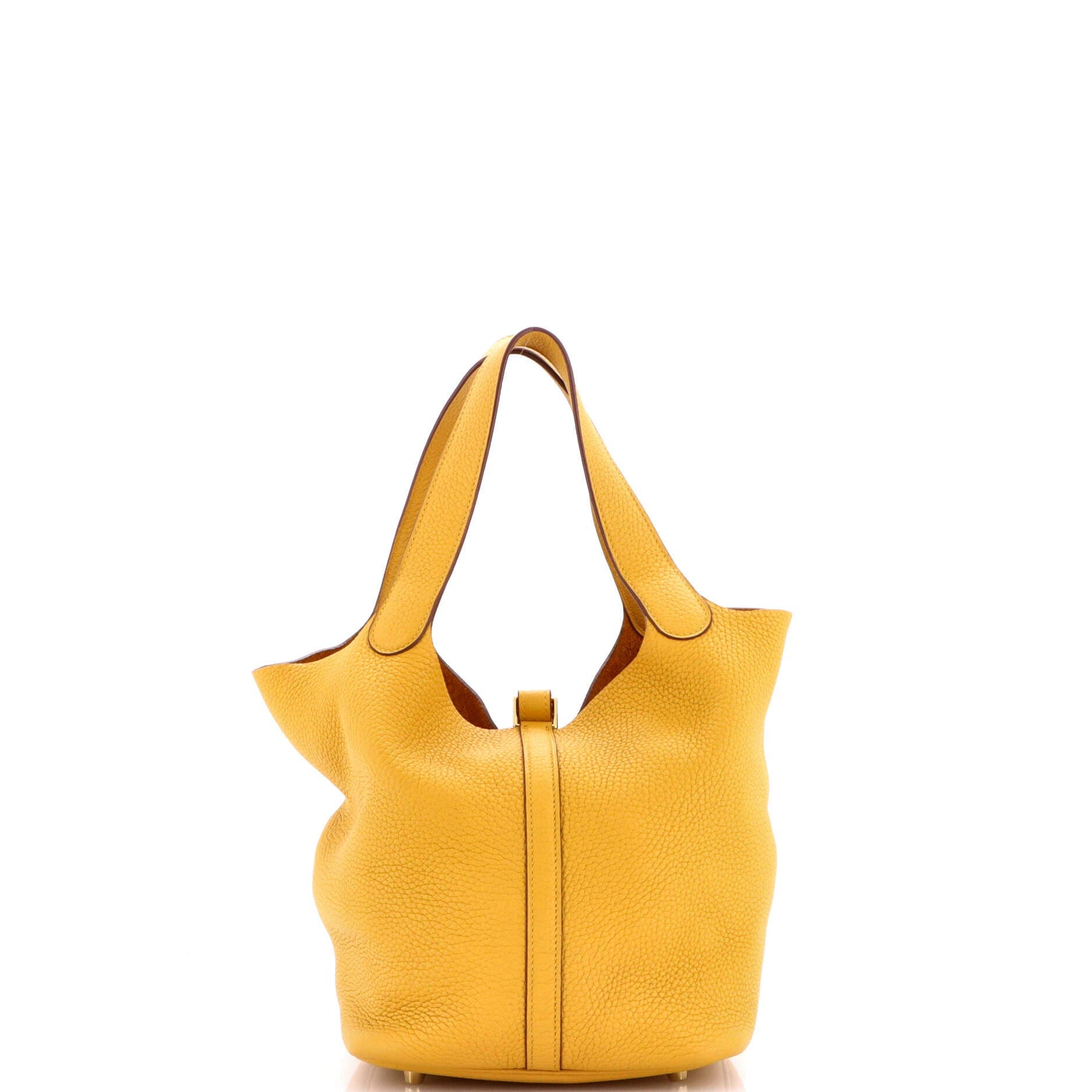 Pre-Owned Hermes Picotin Lock Bag Clemence MM, Alternate, color, Jaune Ambre