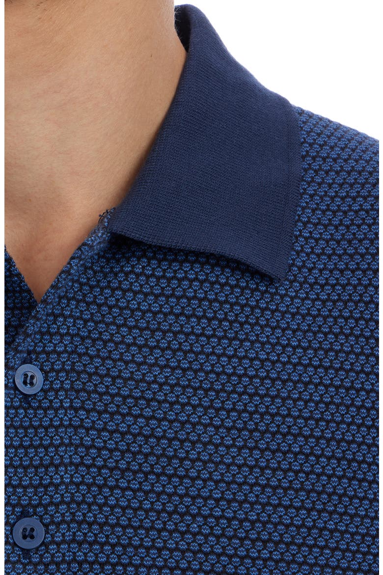 Short Sleeve Ribbed Jacquard Polo, Alternate, color, NAVY
