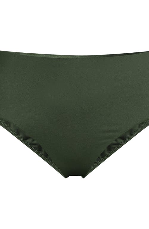 Lands' End Plus Size Mid Rise Classic Bikini Bottoms In Rich Olive Green
