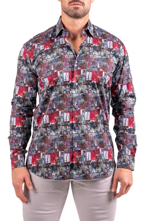 Fibonacci Resistance Black Contemporary Fit Cotton Button-Up Shirt