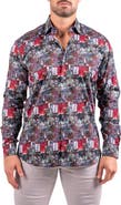 Maceoo Fibonacci Resistance Black Contemporary Fit Cotton Button-Up Shirt