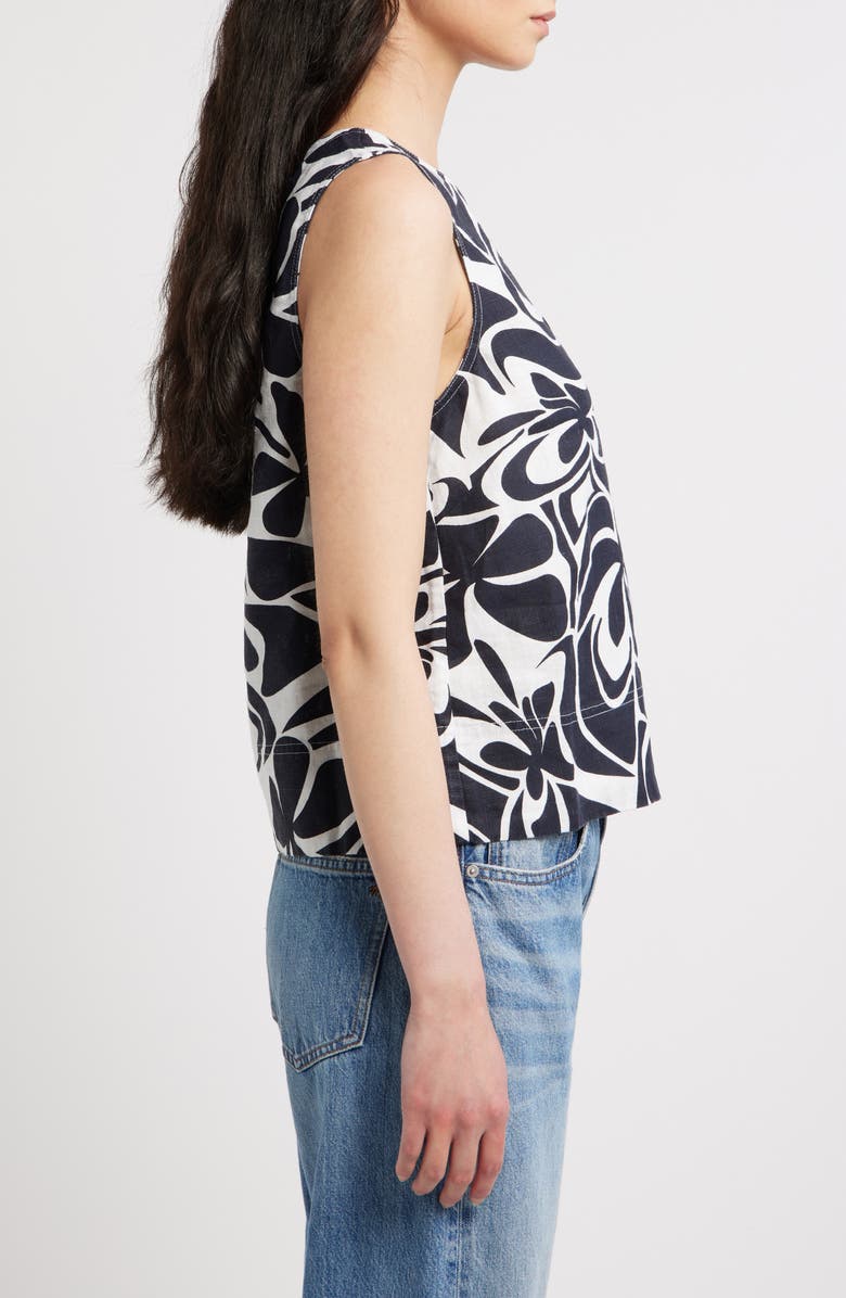 Madewell Suki Abstract Print Linen Top, Alternate, color, White